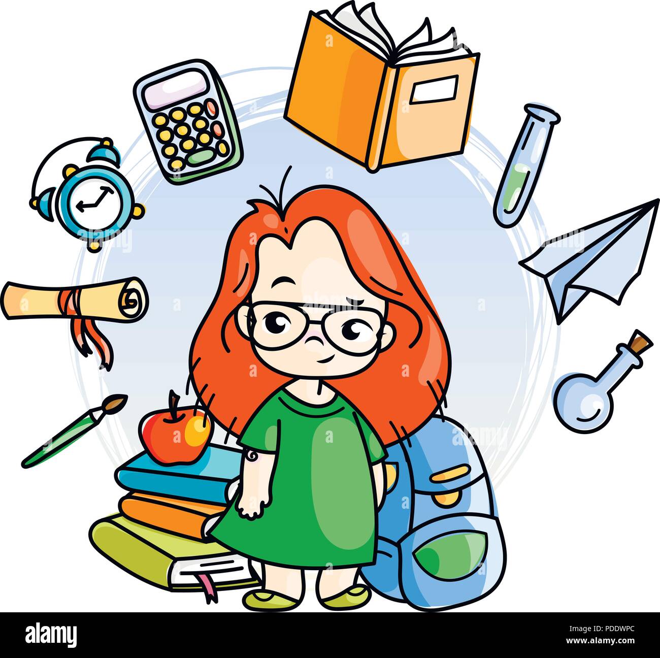 Cute School Kid Ready To Education Design Element For Print T Shirt Poster Card Banner Vector Illustration Stock Vector Image Art Alamy