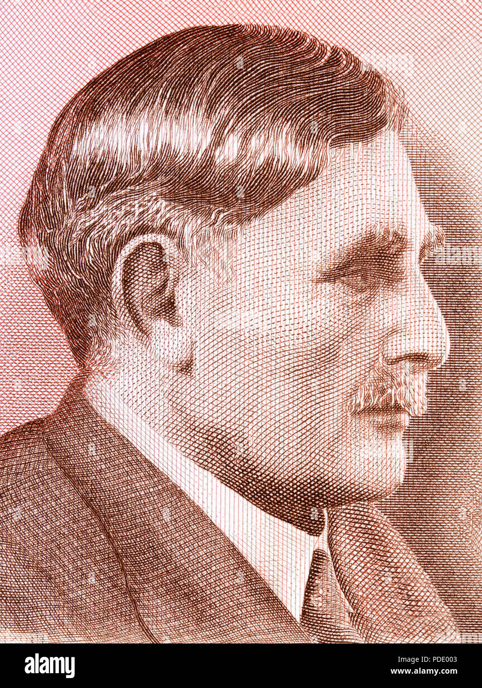 Einar Benediktsson portrait from Icelandic money Stock Photo