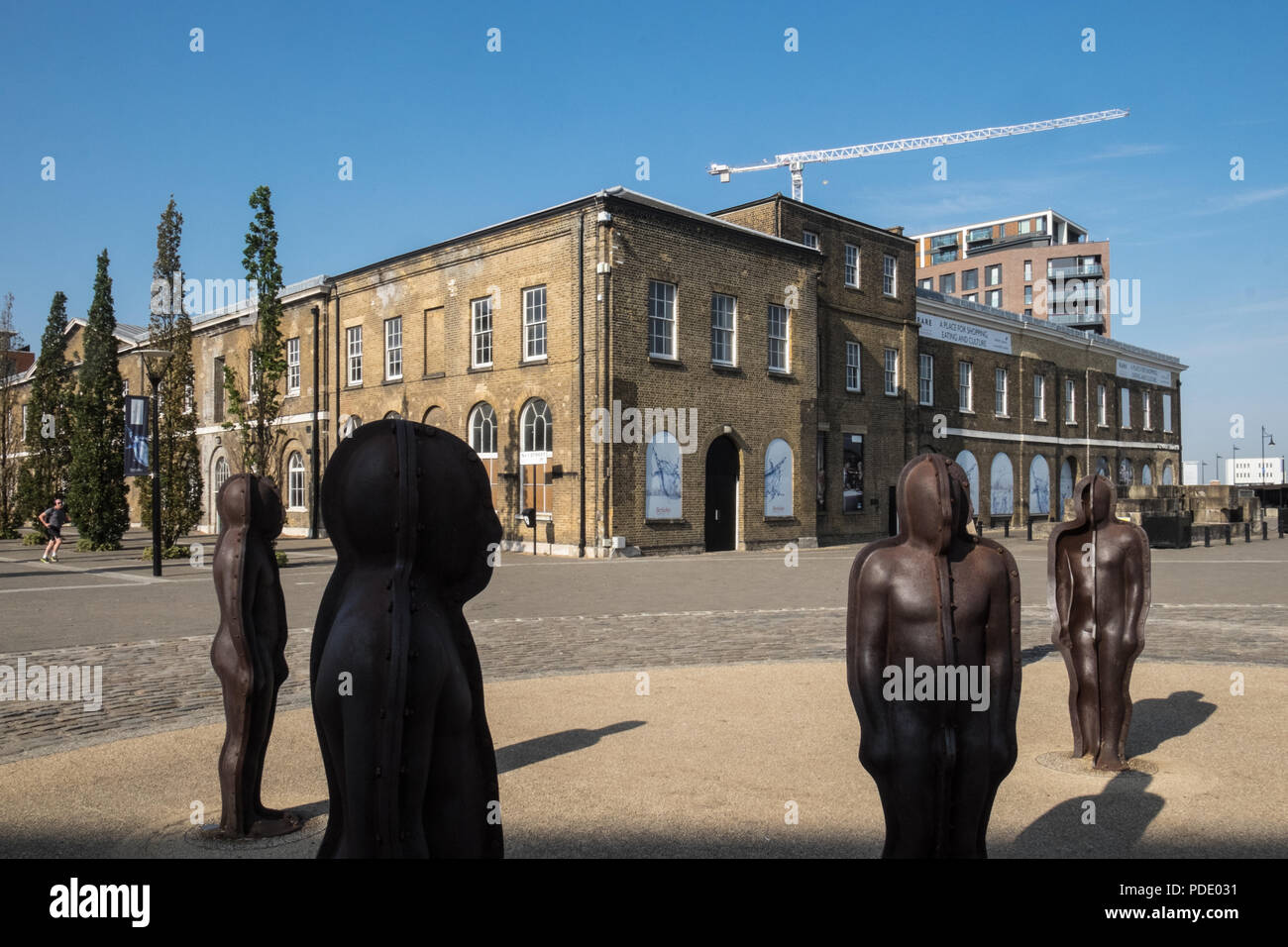 Assembly,art,by,Peter Burke,Woolwich Arsenal,London.Statues, standing