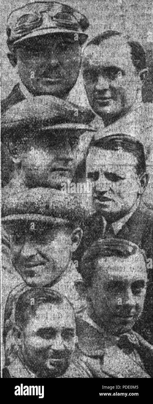 93 Candidats au Grand Prix de l'A.C.F. à Pau en 1930 (G en haut à D en bas Divo, Chiron, Williams, Étancelein, Le Houx, Dreyfus, et Sénéchal) Stock Photo