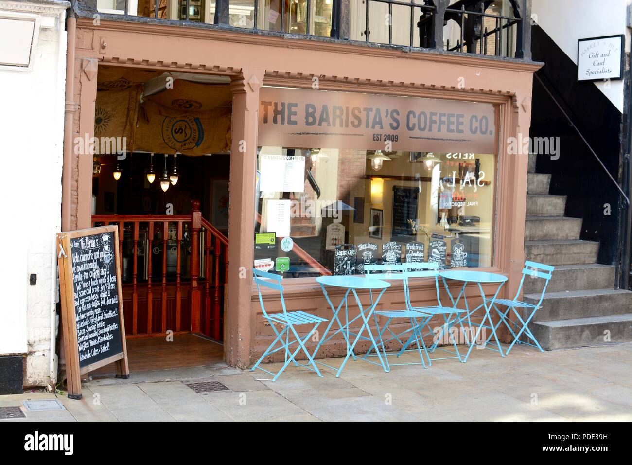 The Barista's Coffee Co. coffee shop in Chester, Cheshire, UK Stock Photo