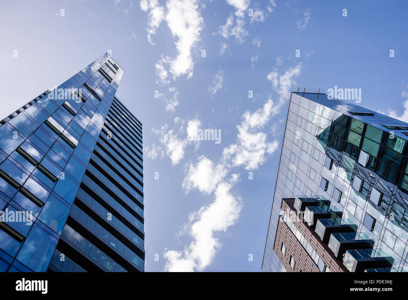 Abstract view of the MoresbyTower - a 24 storey high rise residential building offering luxury accommodation in Southampton, Hampshire, England, UK Stock Photo