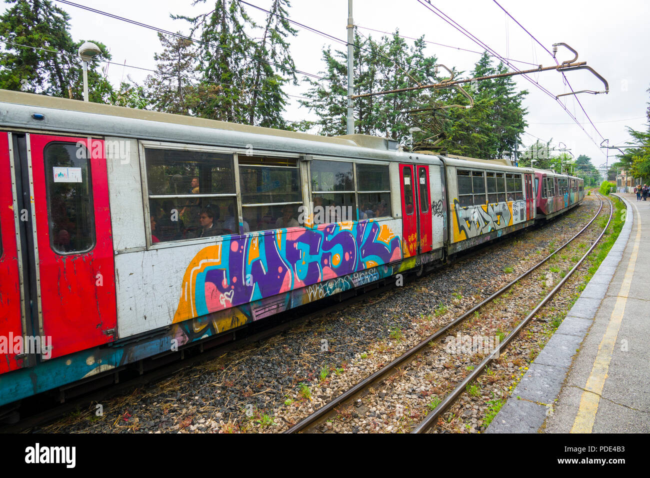 Train from Naples to Sorrento is a coastal town in southwestern Italy, facing the Bay of Naples