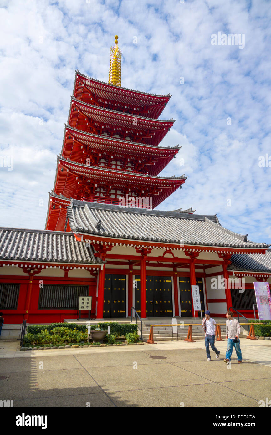 Buddhist Temple Asakusa Tokyo Japan Asia Red Pagoda Stock Photo