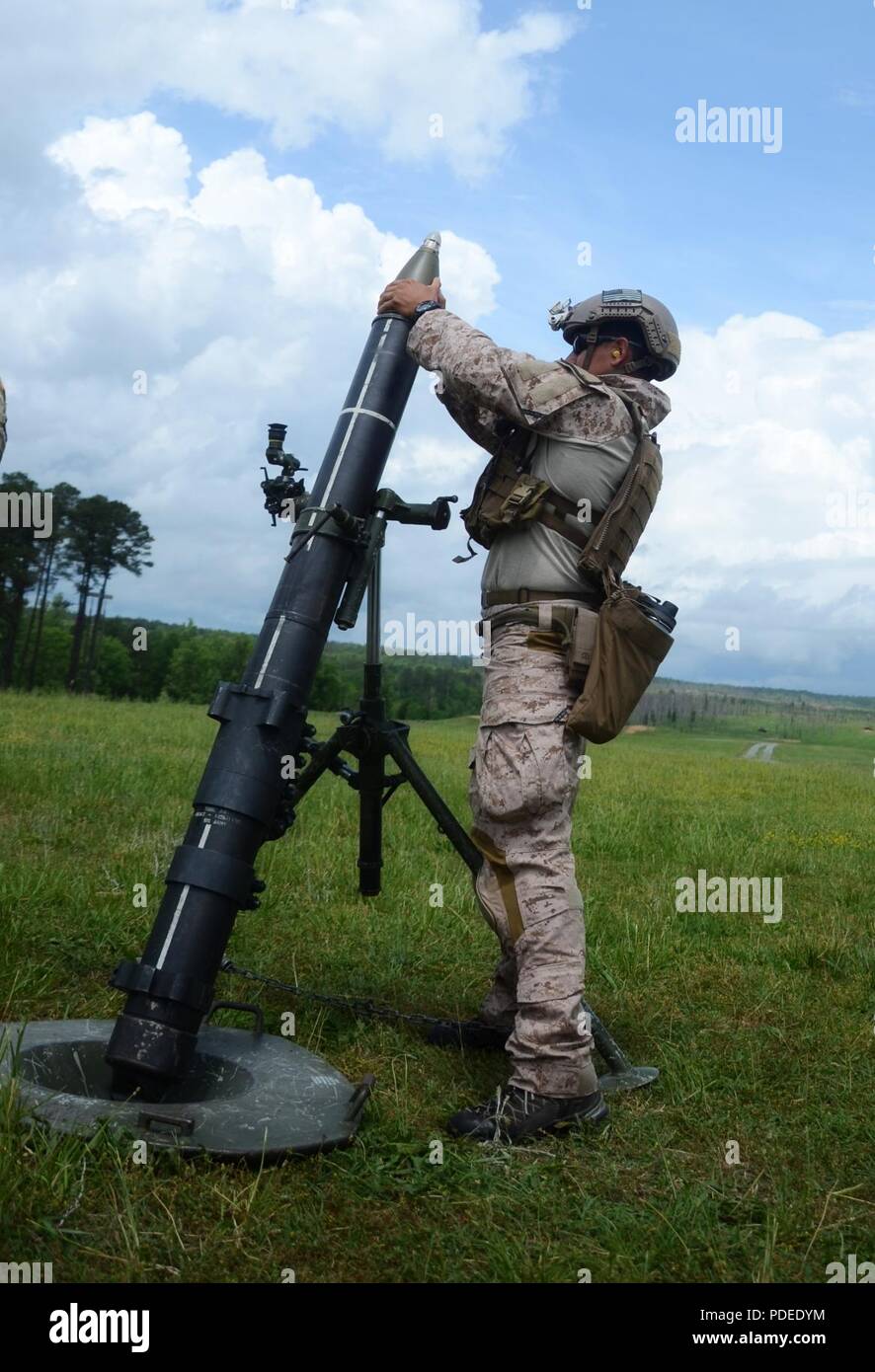 Marine special operators participate in a live mortar shoot with