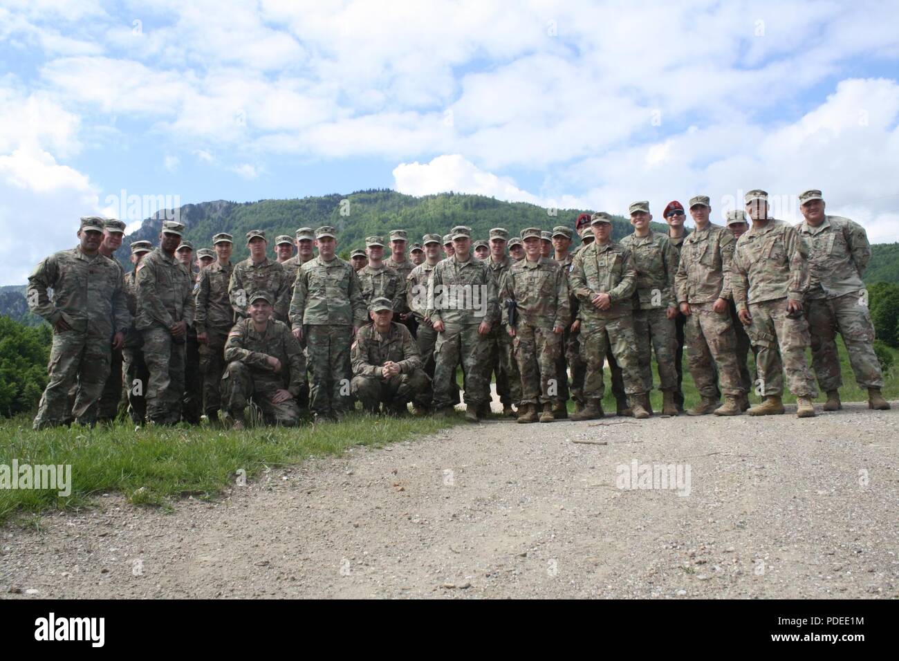 Leaders in 3rd Squadron, 61st Cavalry Regiment, pose for a group Stock Photo