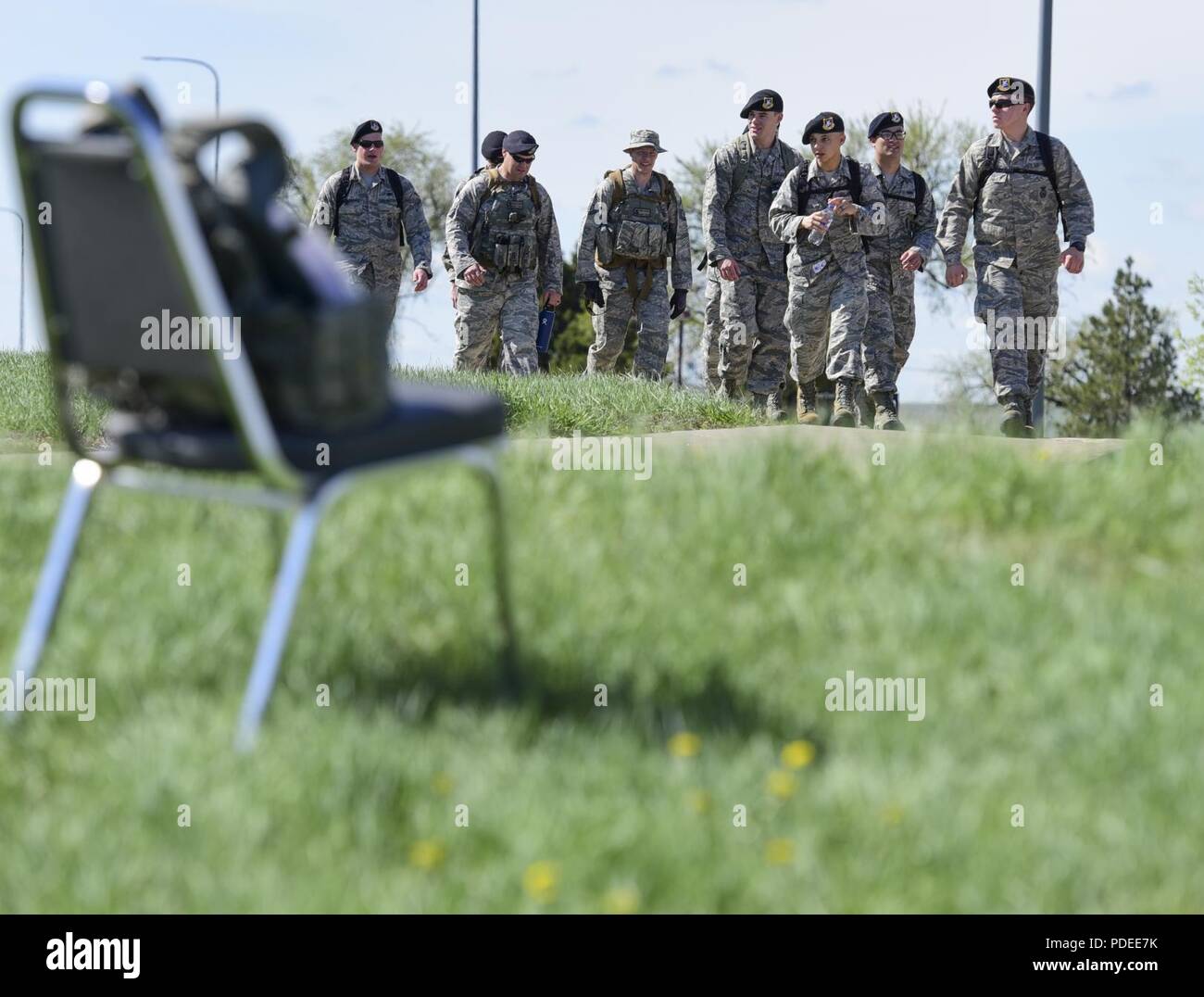 Airmen from the 28th Security Forces Squadron participate in a 14K ruck ...