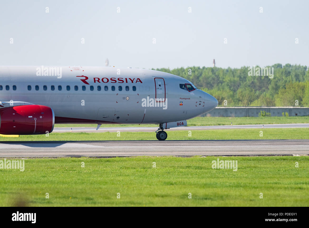 Novosibirsk, Russia – June 7, 2018: Boeing 737-8LJ VP-BOA Rossiya Airlines on the runway of Tolmachevo International Airport Stock Photo