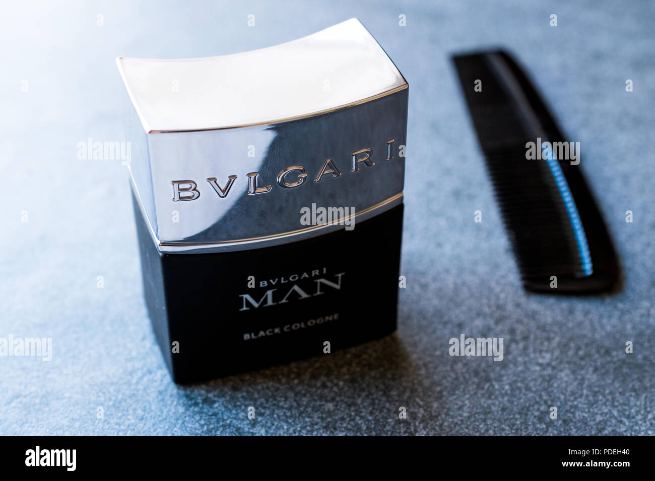 Istanbul, Turkey - February 23, 2018 Bvlgari Man Black Cologne 30ml /  Parfume with Comb. Cosmetic Product Stock Photo - Alamy