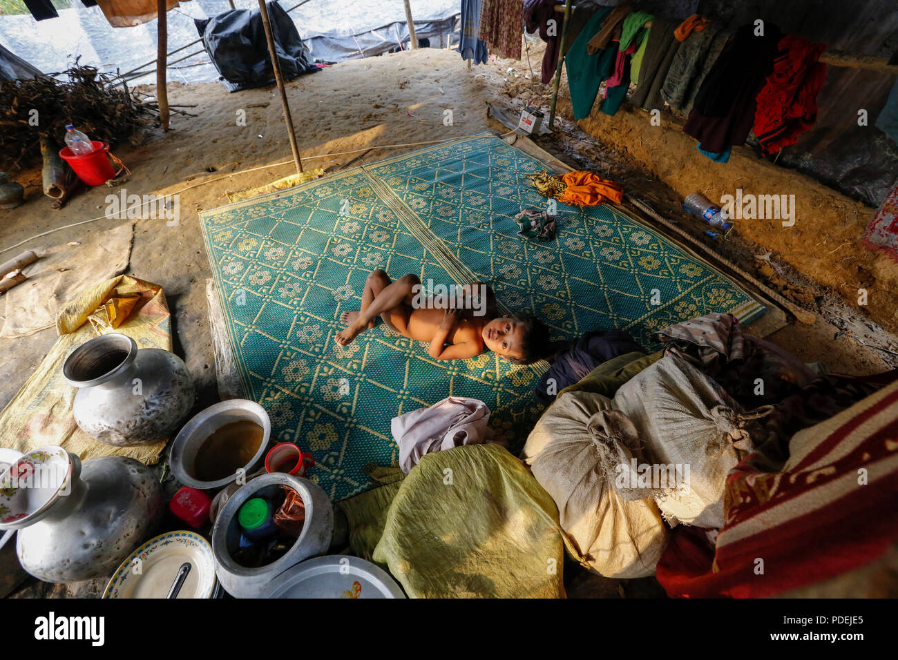 A Rohingya child in Kutupalong Refugee Camp, Cox's Bazar, Bangladesh Stock Photo
