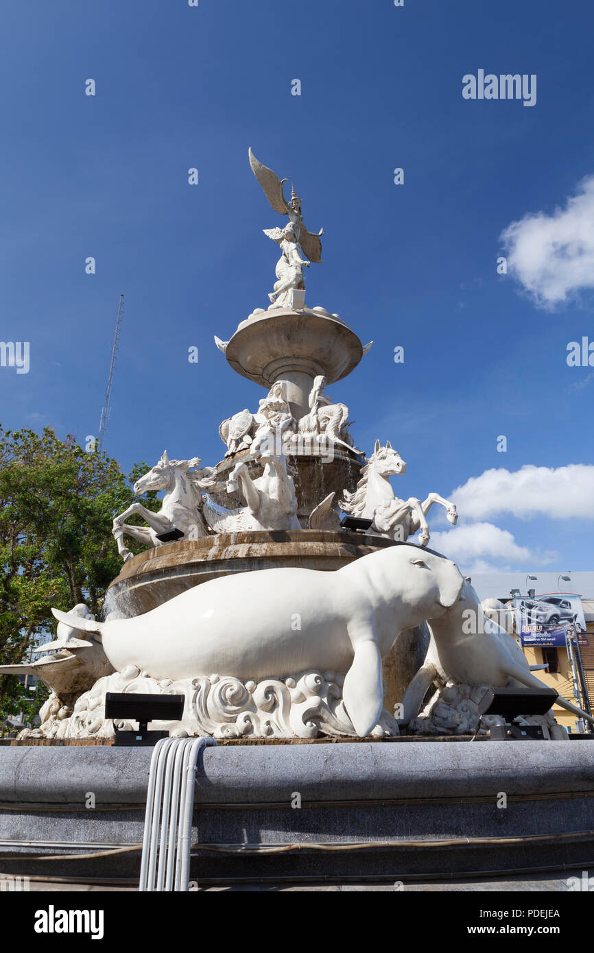 Fountain featuring the dugong, Trang, Thailand Stock Photo