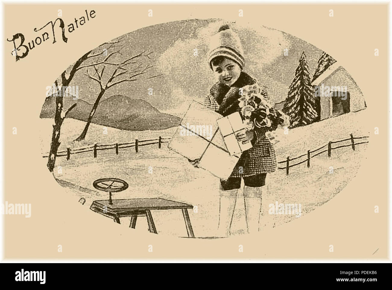 100 Christmas postcard from Bressanone, Bolzano, Italy, 1931 Stock Photo