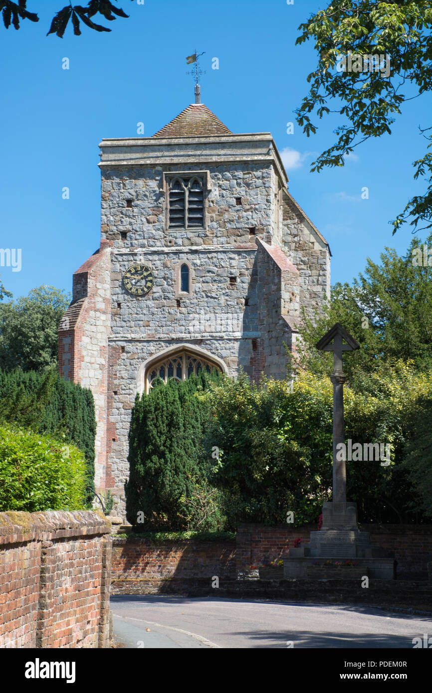 St John the Baptist parish church in the charming village of Puttenham in Surrey, UK, during summer Stock Photo
