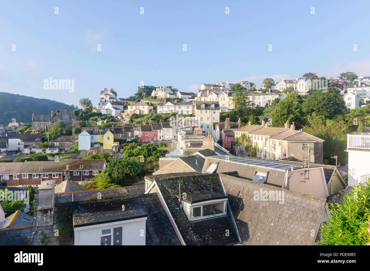 Rooftops in the pretty sailing town of Salcombe in the South Hams,Devon,England Stock Photo