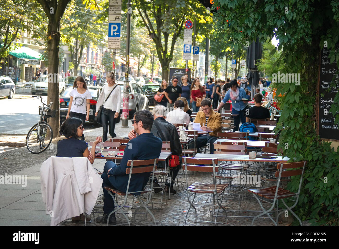 Berlin. Cafes in Kastanienallee Stock Photo