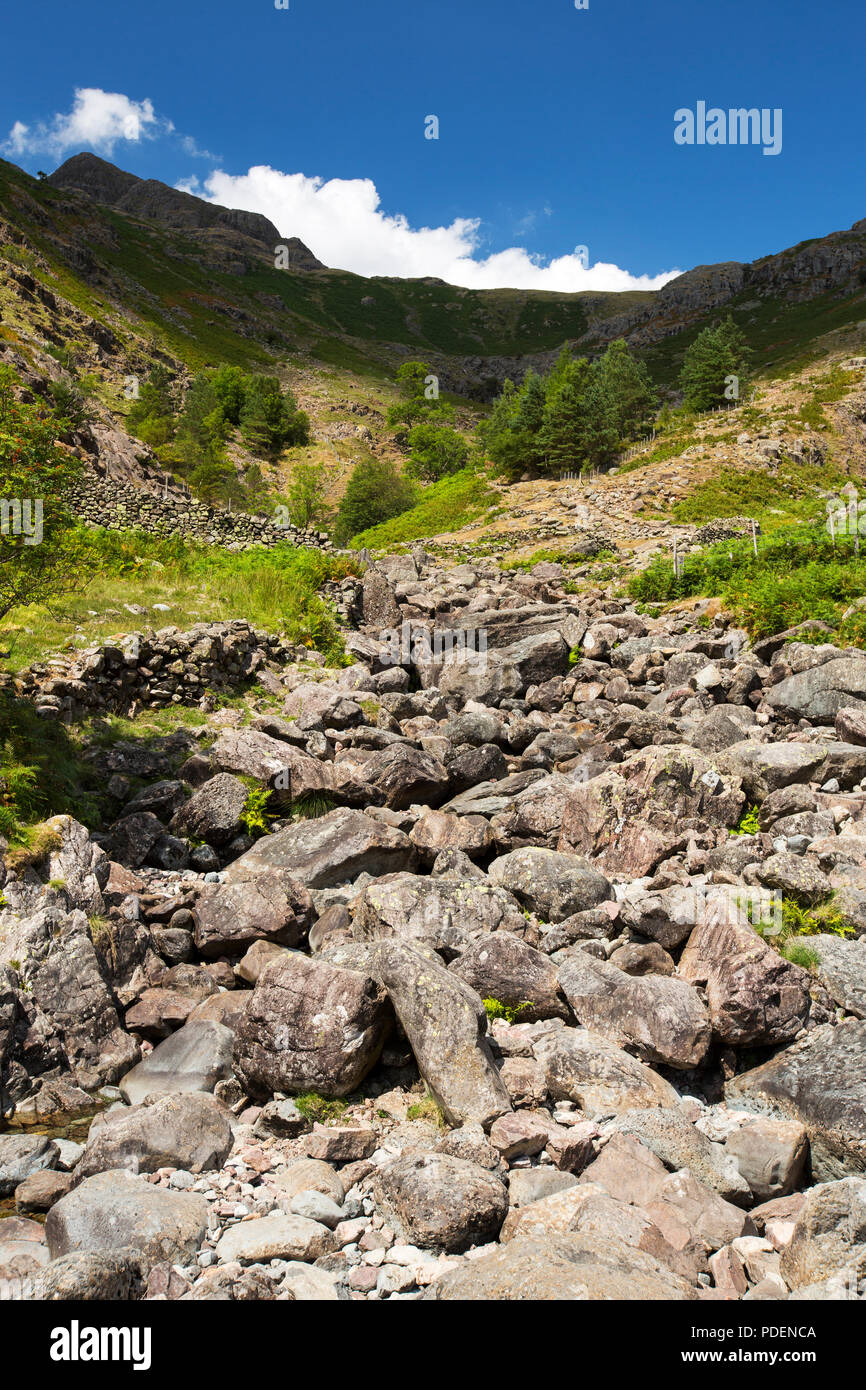 Stickle Ghyll Langdale, Lake District, UK, dried up in the drought like conditions of summer 2018. Stock Photo