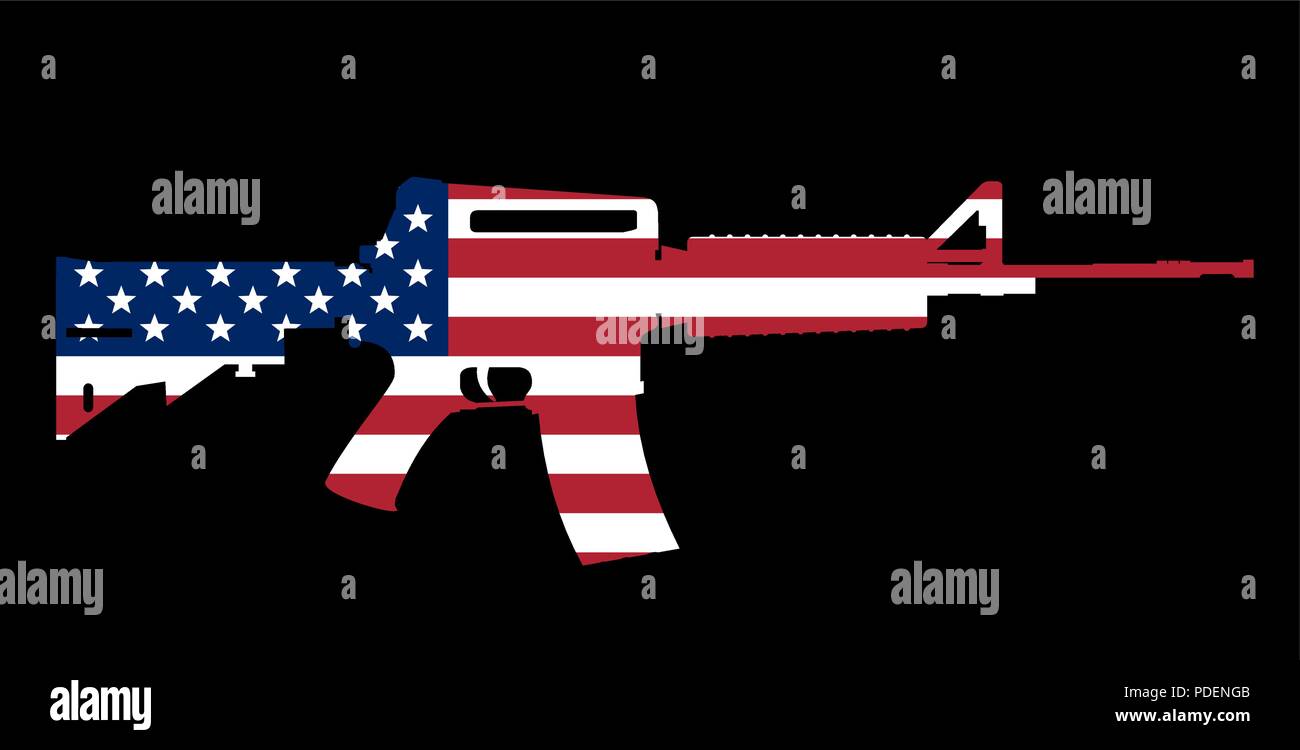 assault rifle and flag Stock Vector