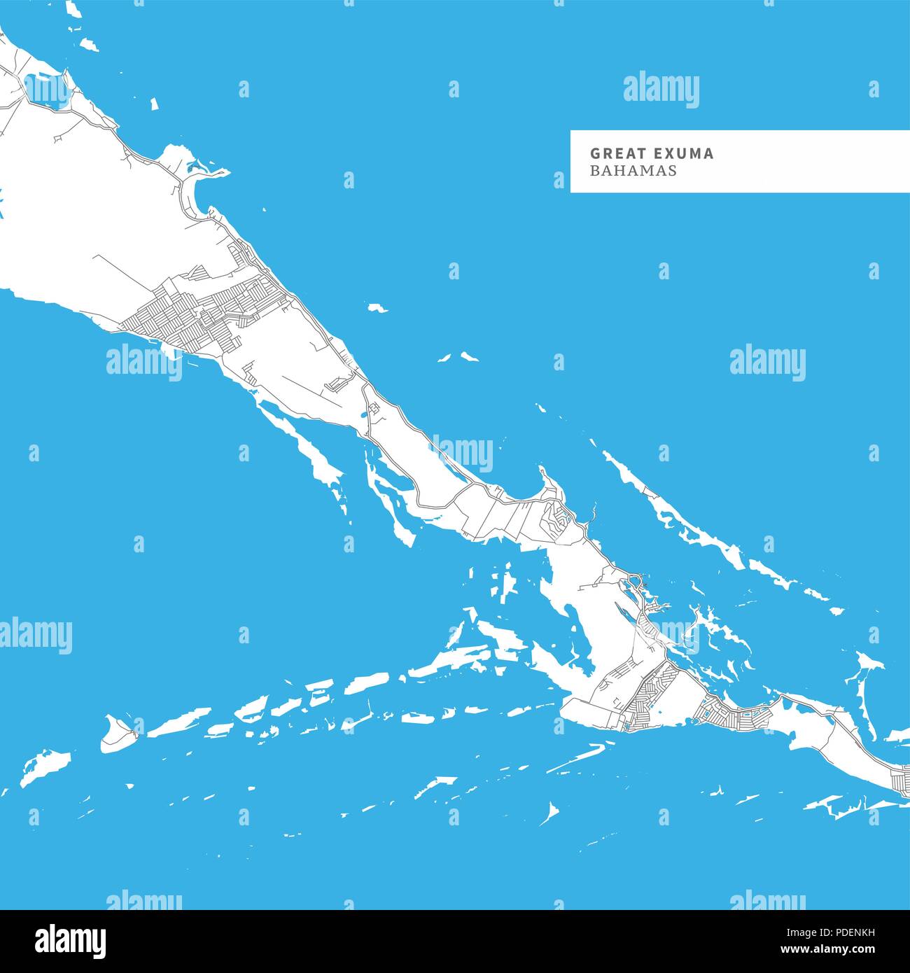 Map of Great Exuma Island, Bahamas, contains geography outlines for 