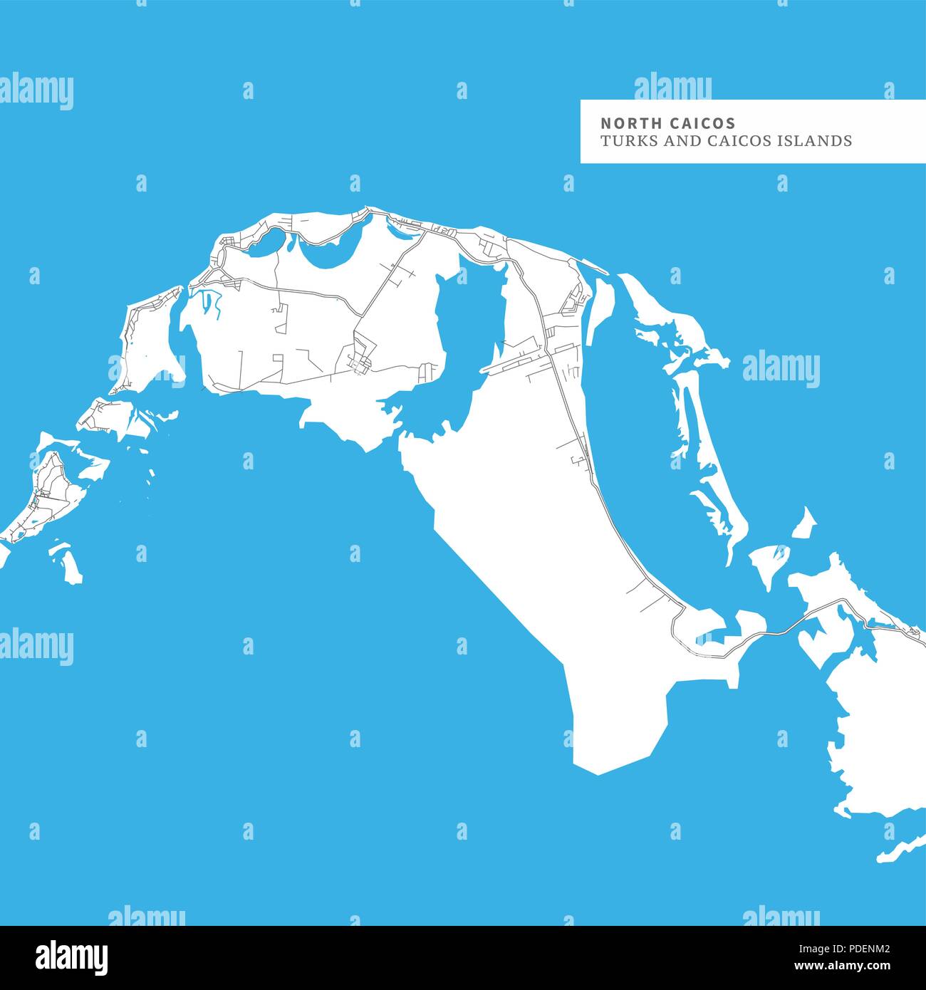 Map of North Caicos Islands, Turks and Caicos Islands, contains