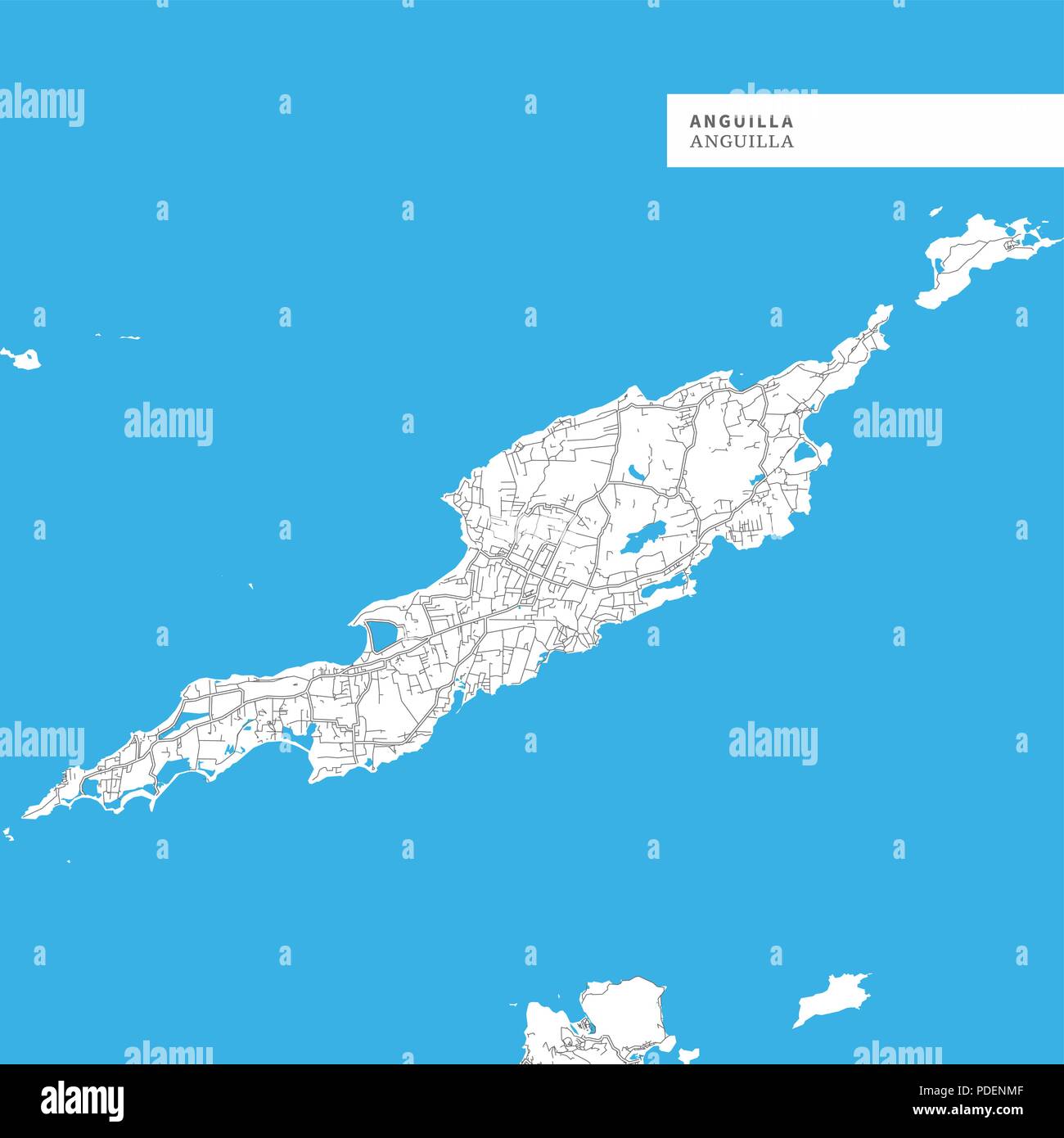 Map Of Anguilla Island Anguilla Contains Geography Outlines For Land Mass Water Major Roads And Minor Roads Stock Vector Image Art Alamy