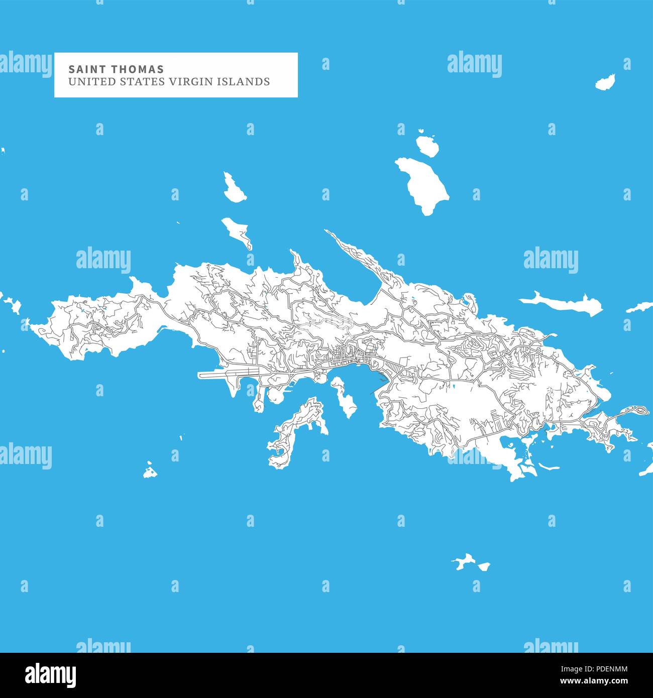 Map of Saint Thomas Island, United States Virgin Islands, contains