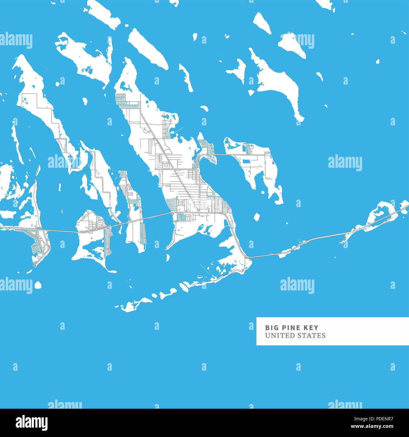 Map of Big Pine Key Island, United States, contains geography outlines for land mass, water