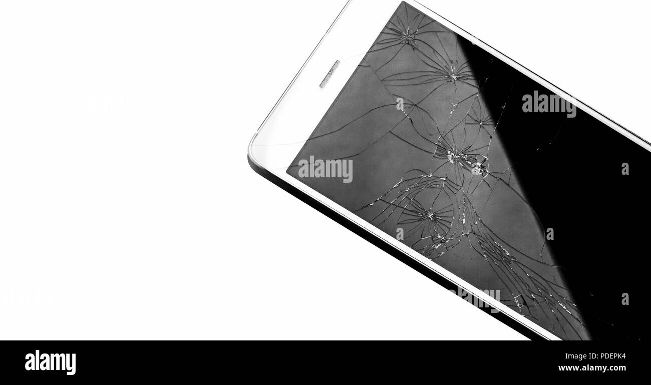 Modern touch screen smartphone with broken screen Stock Photo