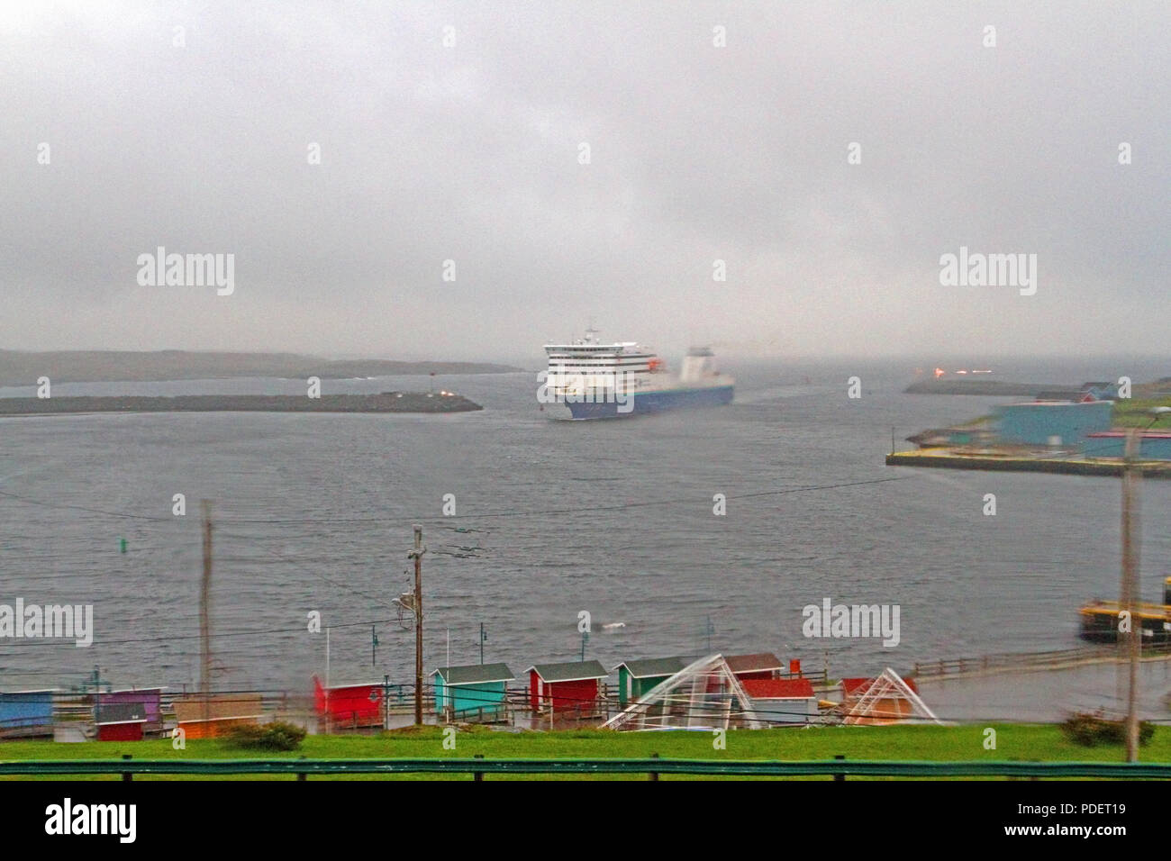 Ferry coming in to port at Port Aux Basque, Newfoundland, Canada Stock