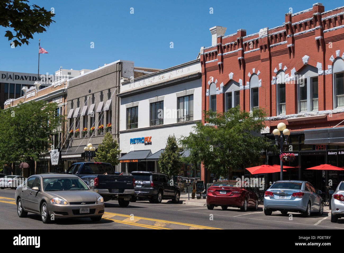 Central Avenue is the main street in downtown Great Falls, Montana, USA