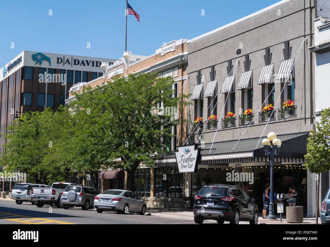 Central Avenue is the main street in downtown Great Falls, Montana, USA