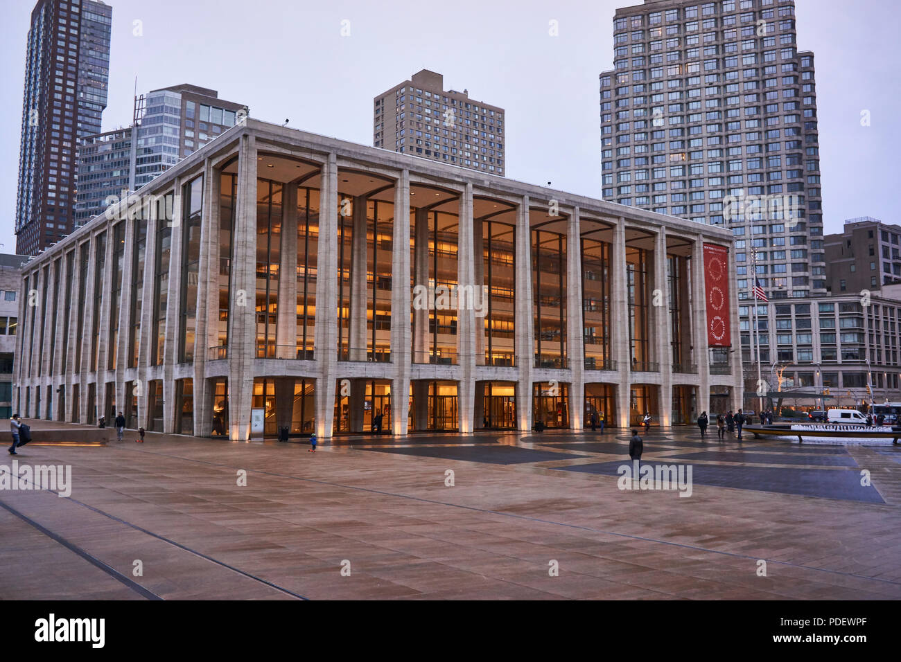 Esplanade at Lincoln Center early evening Stock Photo