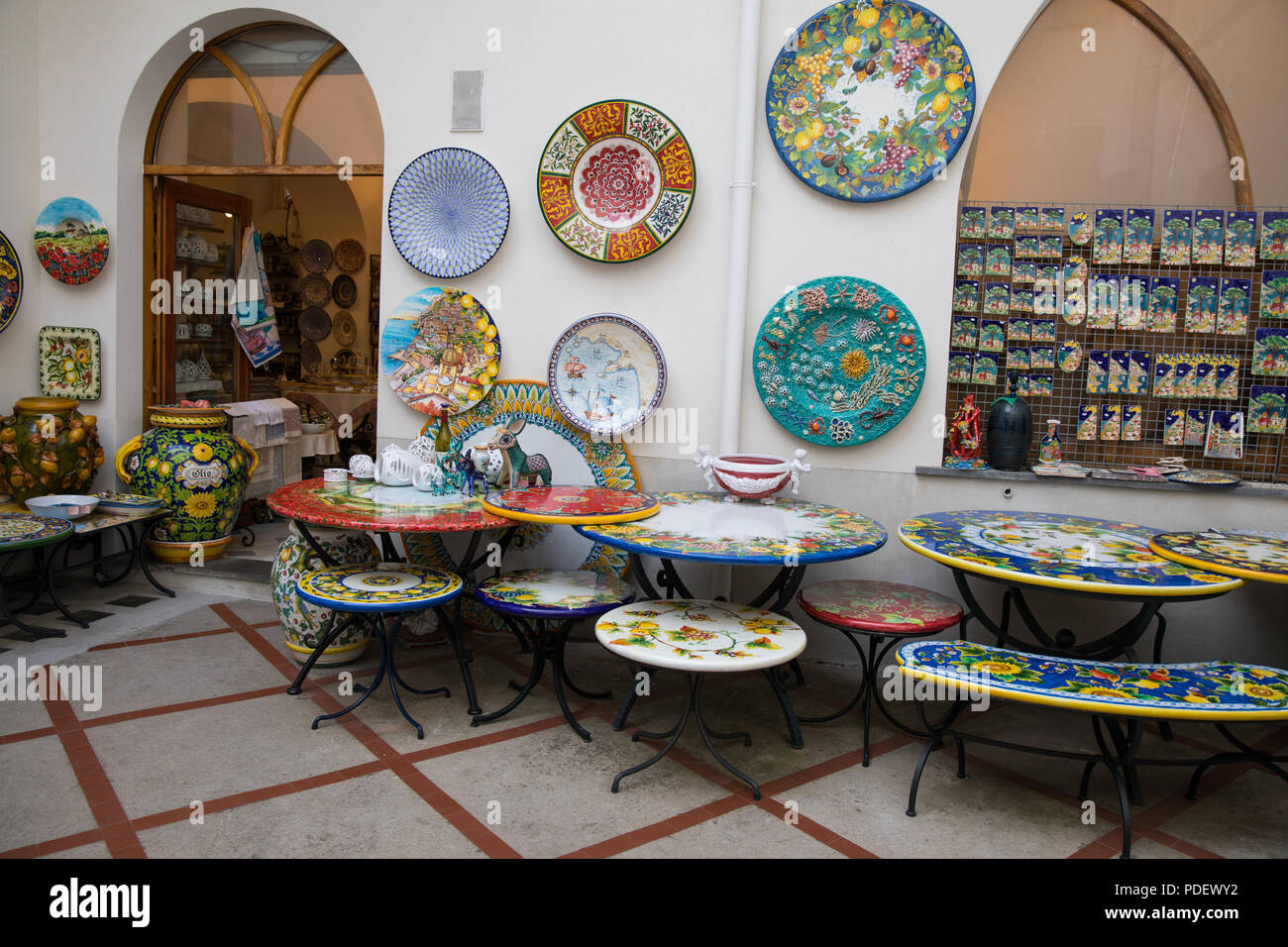 Ravello ceramics shop Stock Photo