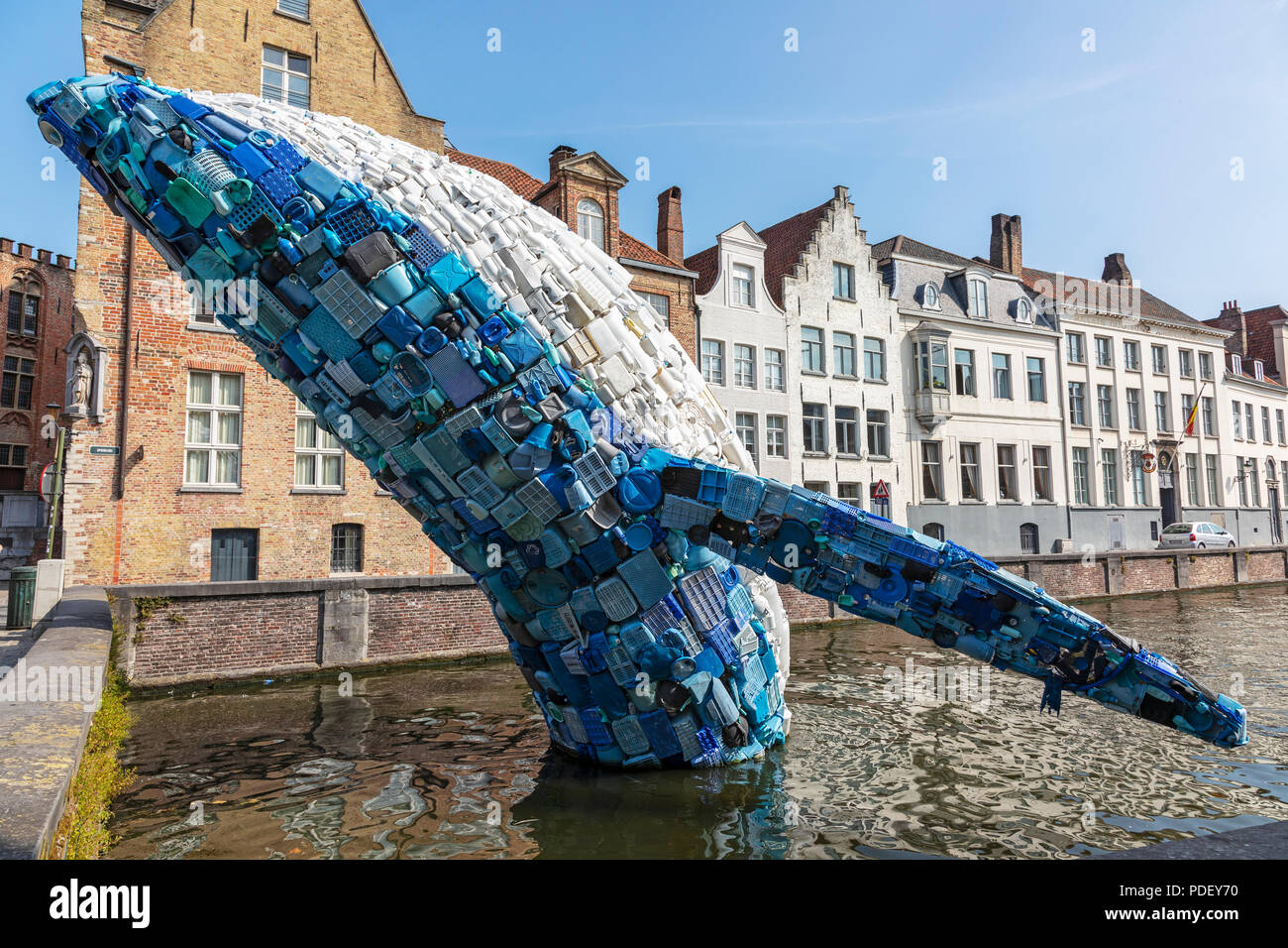 Bruges Plastic Whale, an artwork made up from plastic recovered from