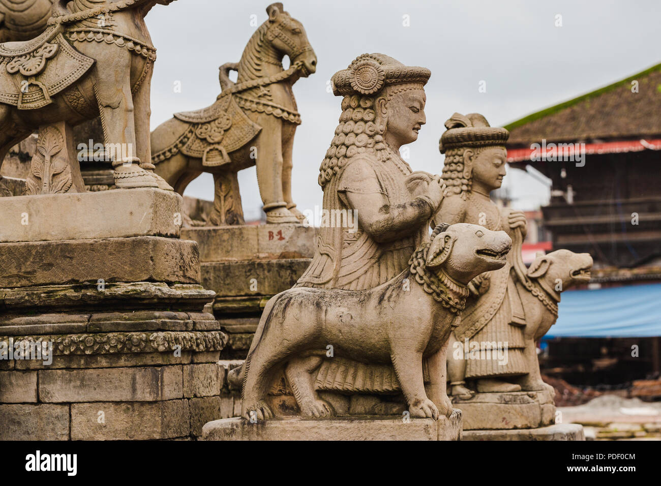 Ancient historical stone carving sculpture placed in bhaktapur durbar