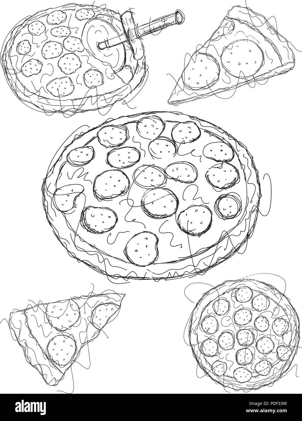 Pizza sketches Stock Vector
