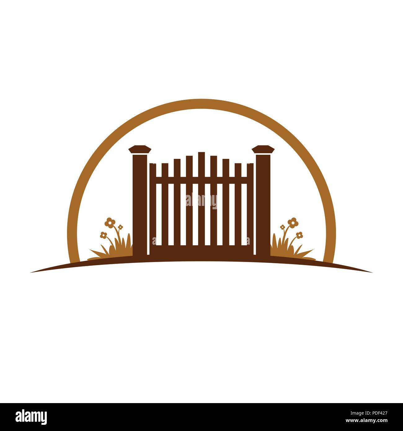 Garden Old Gate Vector Symbol Graphic Illustration Design Template