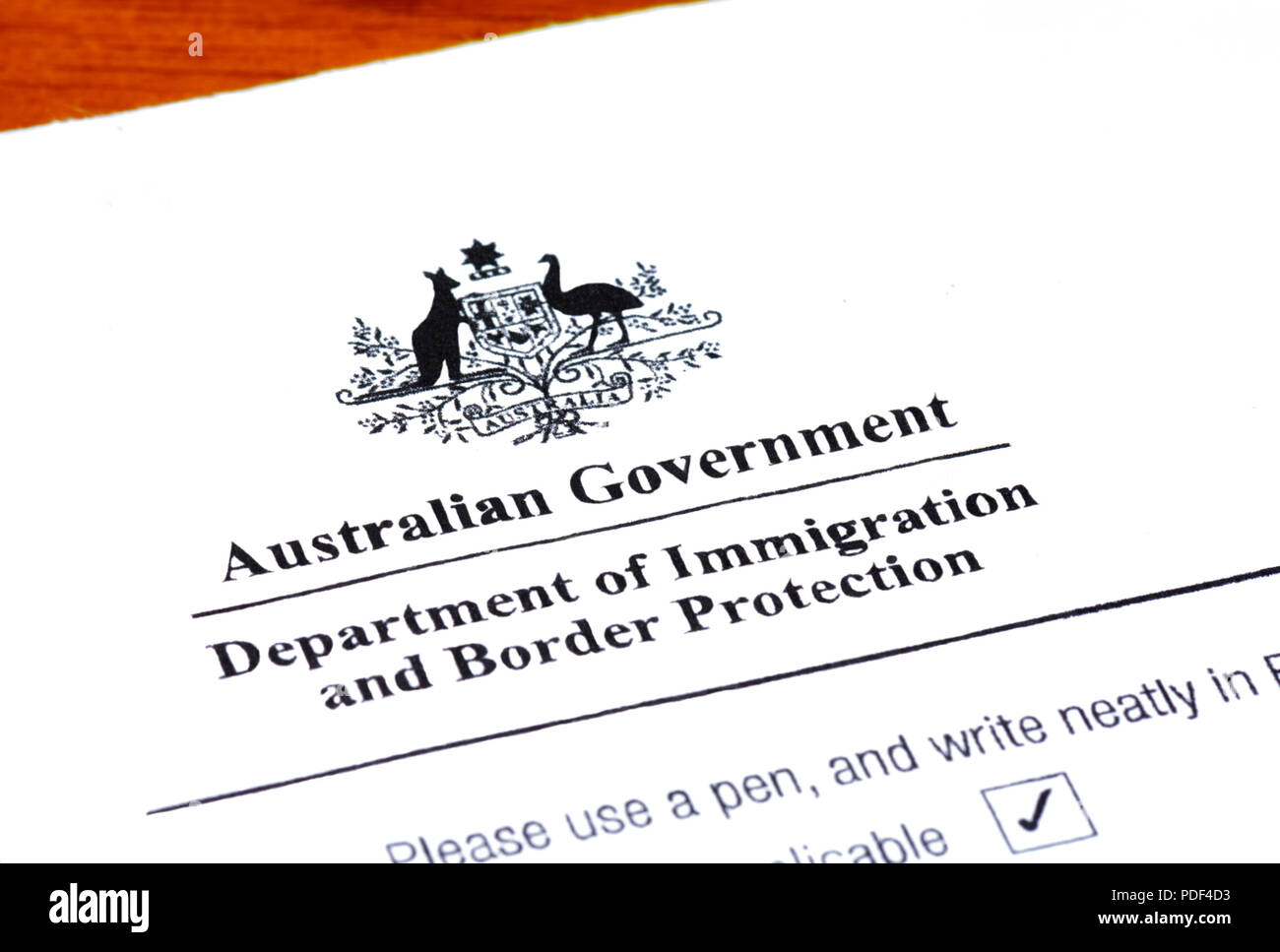 Stamp of Australian Government, Department of Immigration and Border Protection Stock Photo
