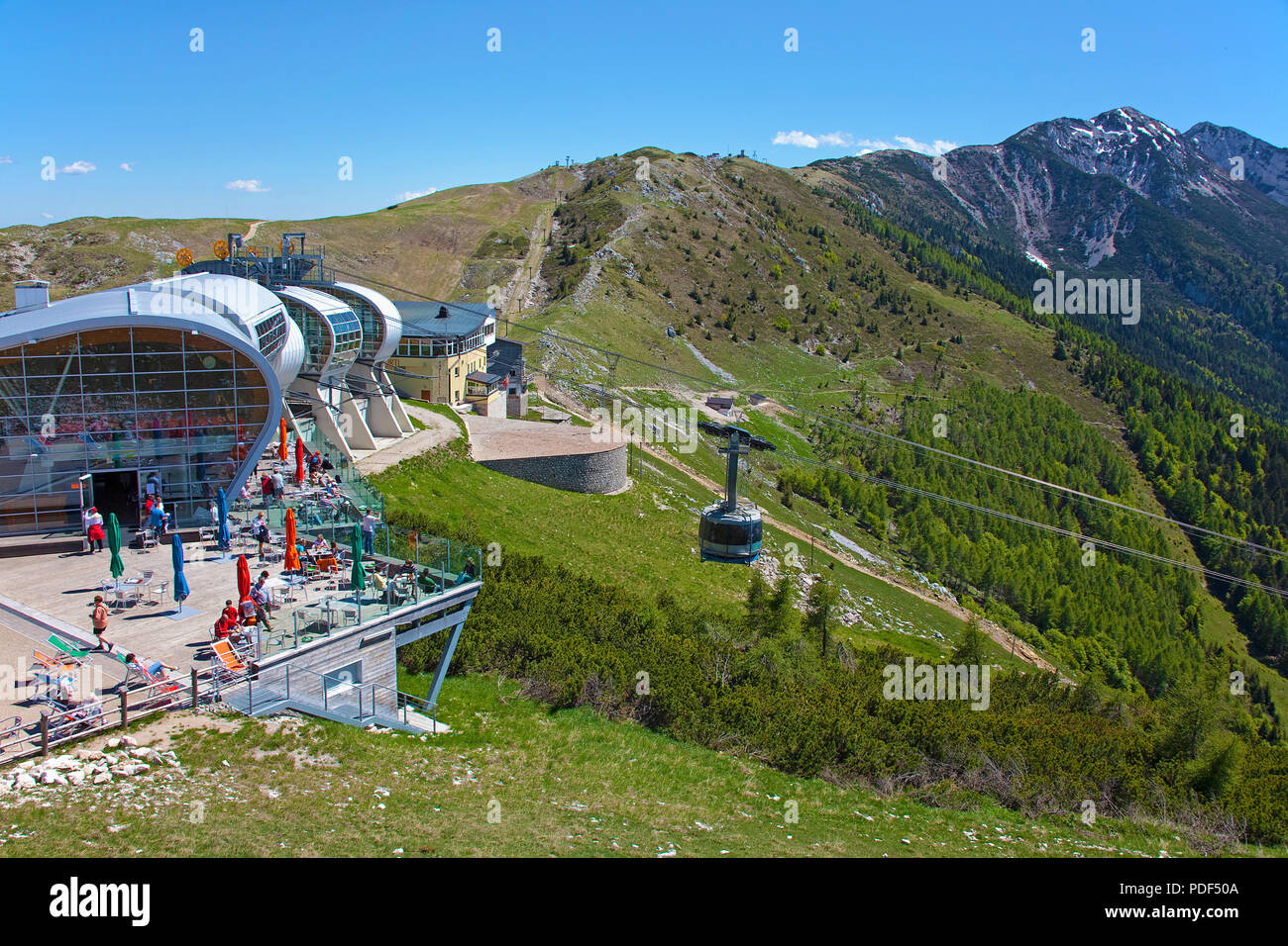 Cable car station on the Monte Baldo massif, Malcesine, province Verona, Lake Garda, Lombardy, Italy, Europe Stock Photo