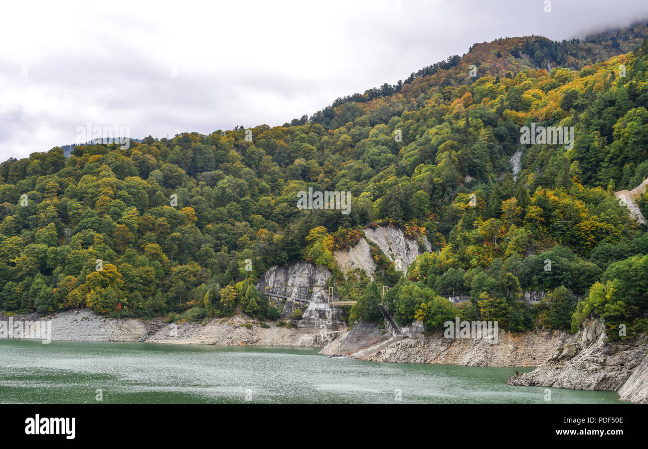 Mountain scenery at autumn in Tateyama Kurobe Alpine Route, Japan. Stock Photo
