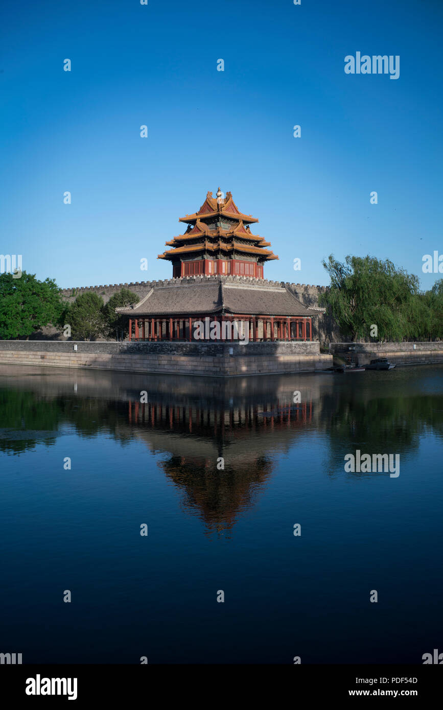 Corner turret ,The Forbidden City, Beijing, China Stock Photo