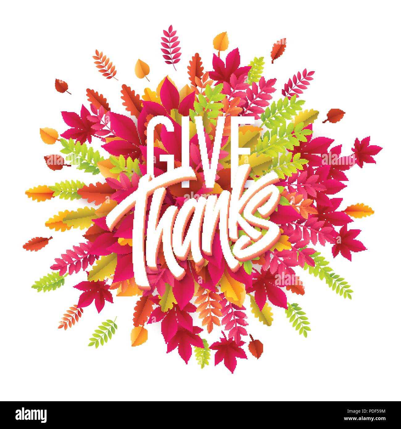 Hand drawn Happy Thanksgiving Day Background. Give Thanks. Vector illustration Stock Vector