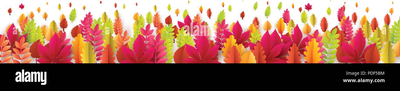 Autumn banner with fall leaves. Vector illustration Stock Vector