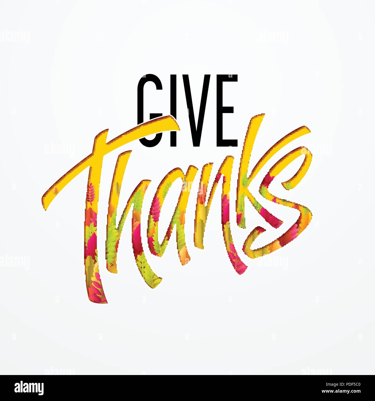 Hand drawn Happy Thanksgiving Day Background. Give Thanks. Vector illustration Stock Vector