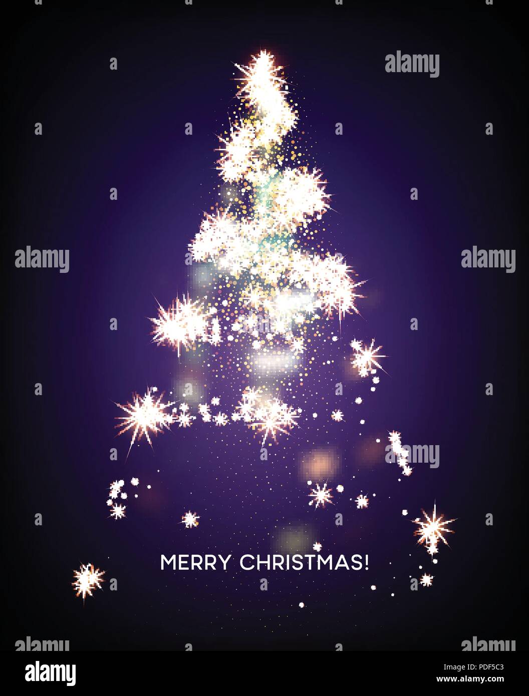 Shining Christmas tree. Light star background. Vector illustration