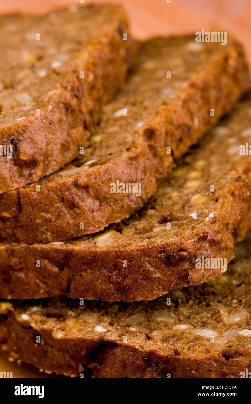 macro image of freshly baked whole 7-grain bread Stock Photo