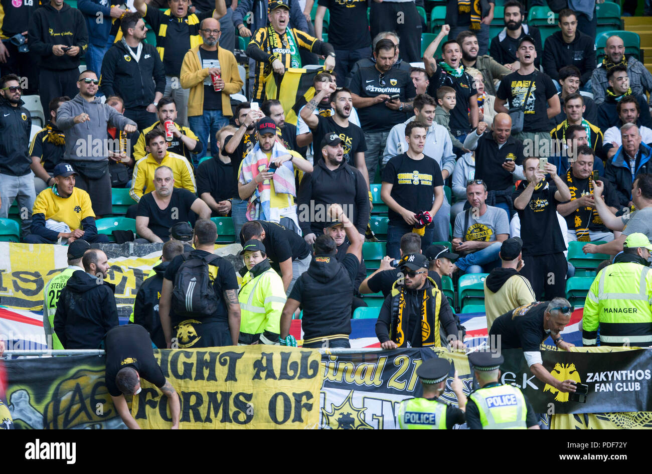 AEK Athen's fans in the stands Stock Photo - Alamy