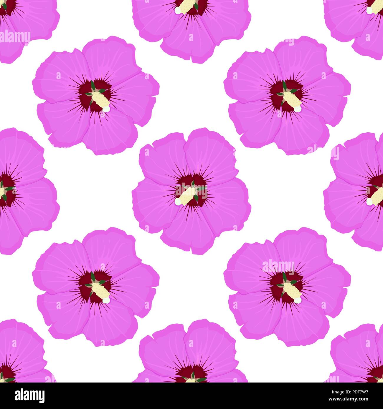 Hibiscus. Pink floral seamless pattern Stock Vector