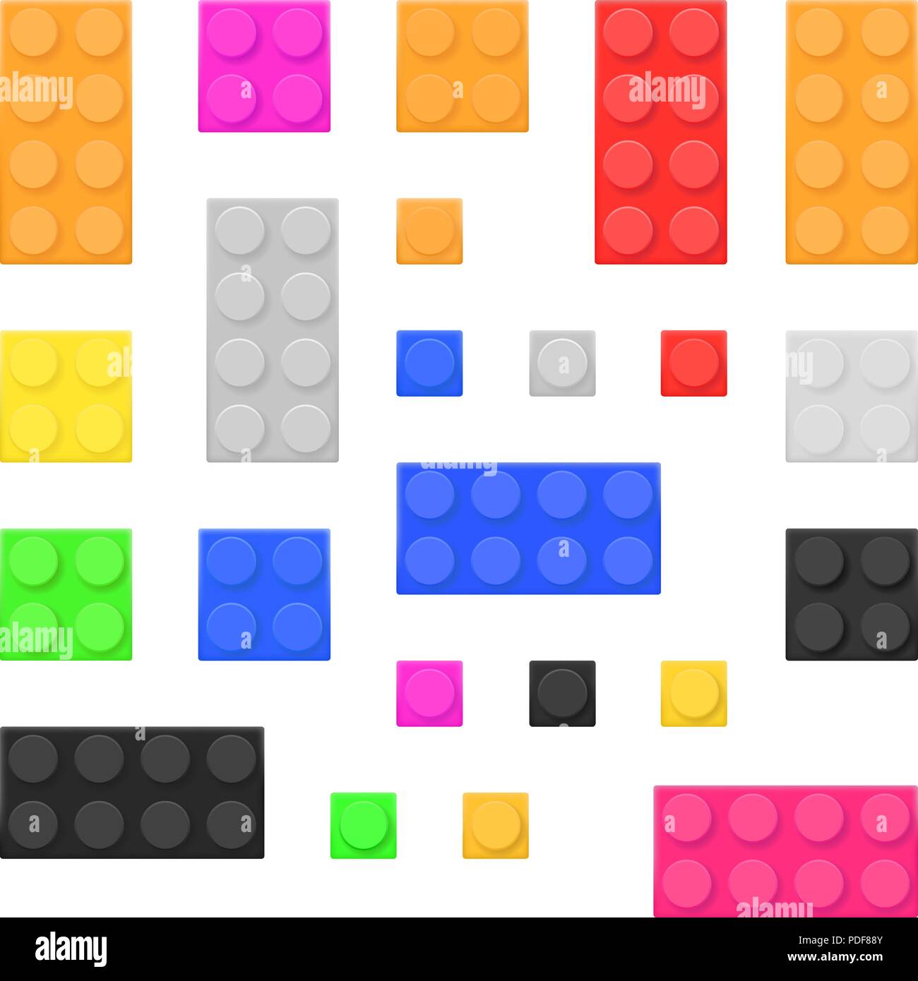 Construction toy bricks. Colored building blocks set Stock Vector Image