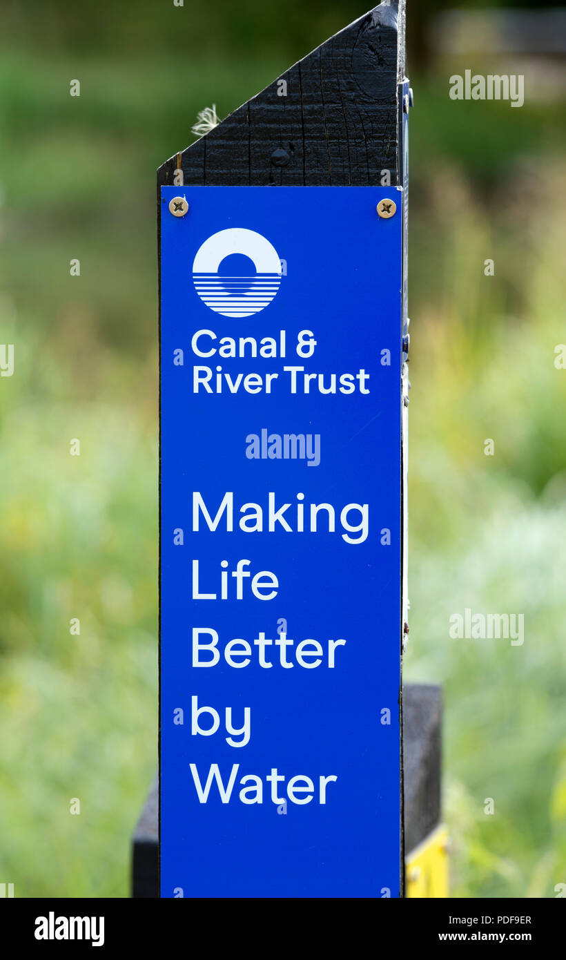 Canal & River Trust sign, Grand Union Canal, UK Stock Photo