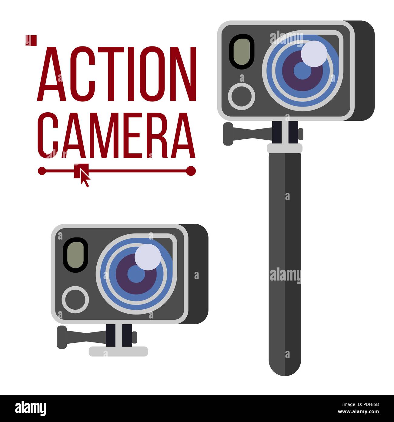Action Camera Vector. Active Extreme Sport Video. Equipment For Filming